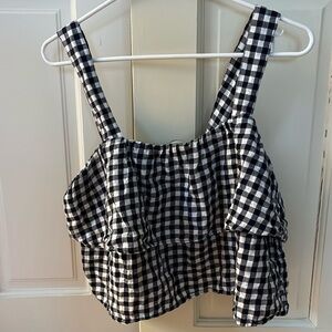 Madewell Gingham two-tiered crop top